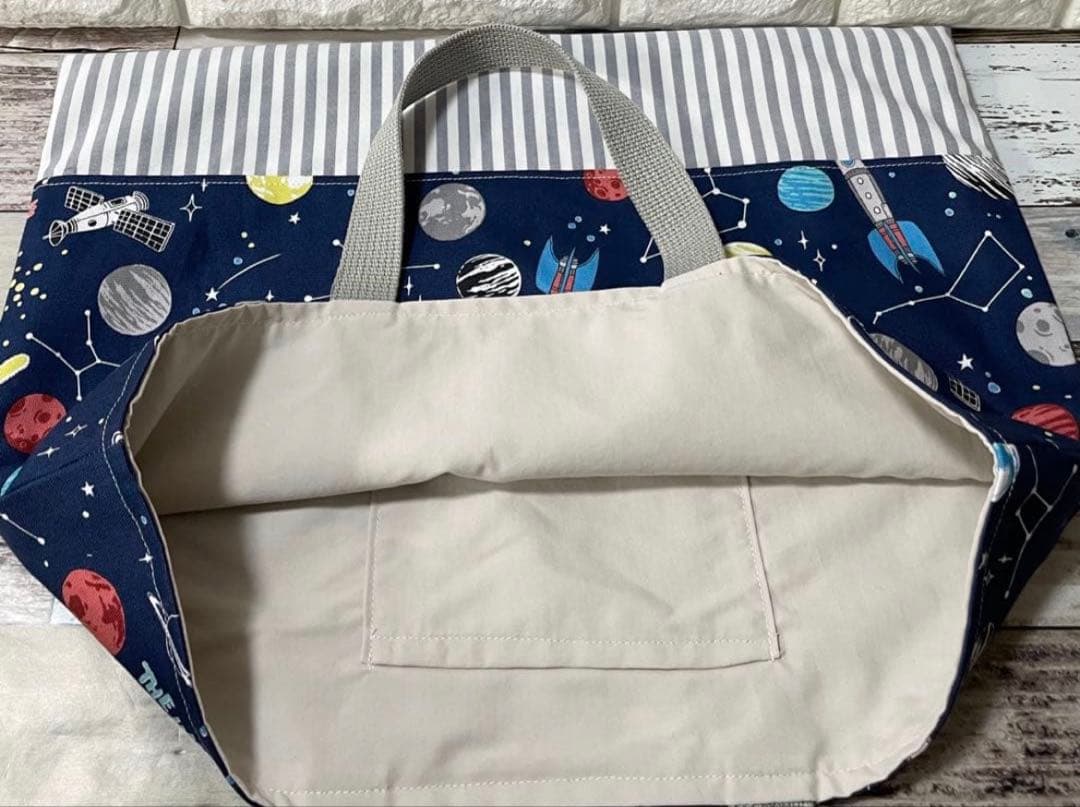 宇宙　ハンドメイド　レッスンバッグ　男の子　入学　入園　上履き　体操着