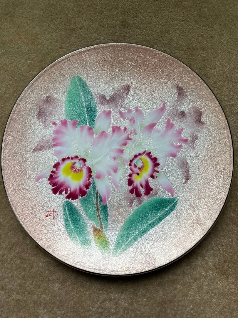 吉田武作 七宝焼き 大皿 飾皿 絵皿 伝統工芸 名工 和光 WAKO JAPAN