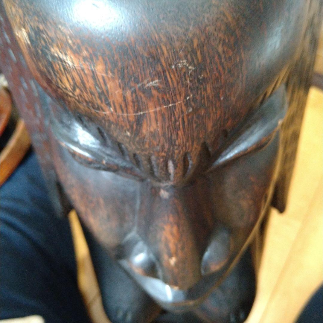 アフリカ  女性像  黒檀木彫り  時代物