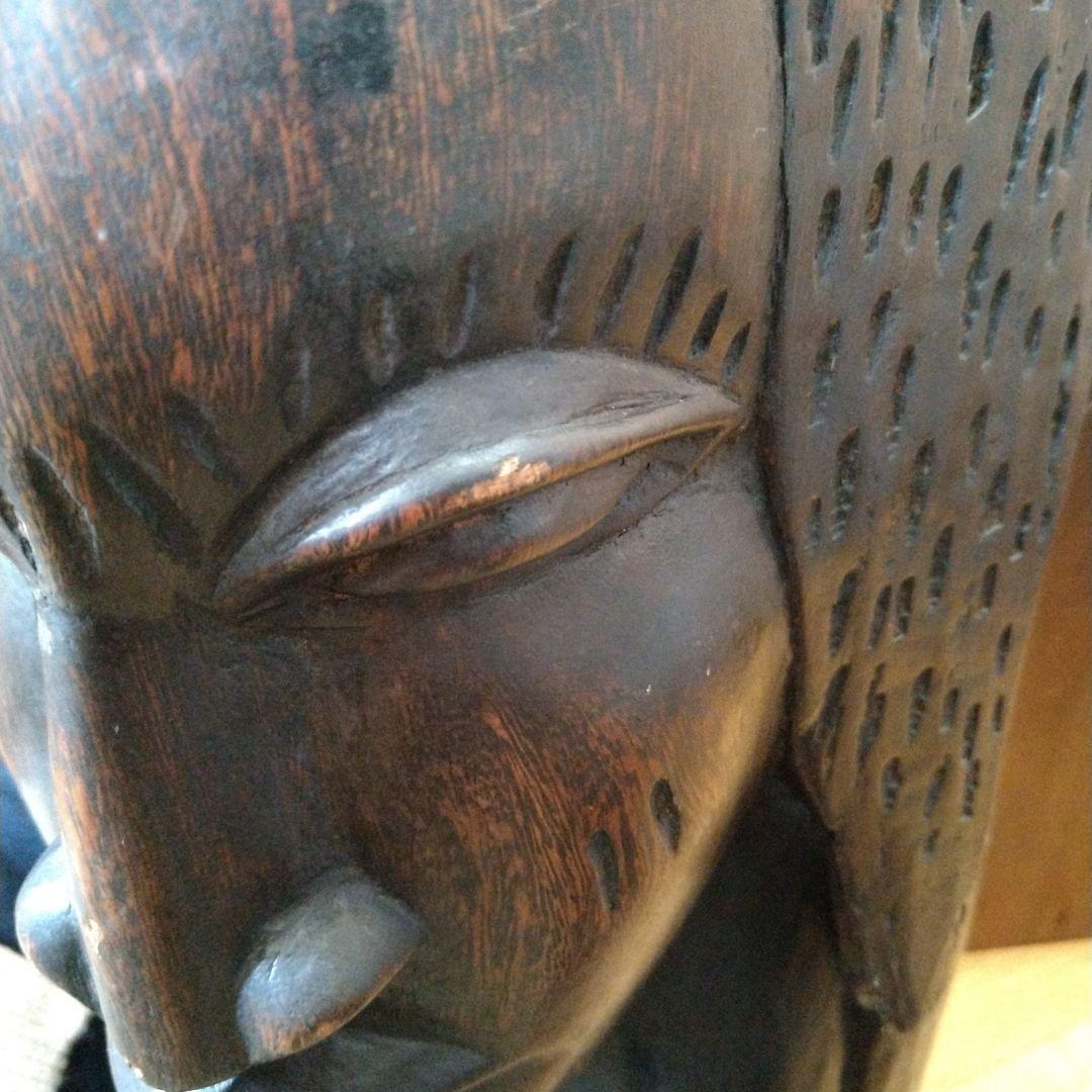 アフリカ  女性像  黒檀木彫り  時代物