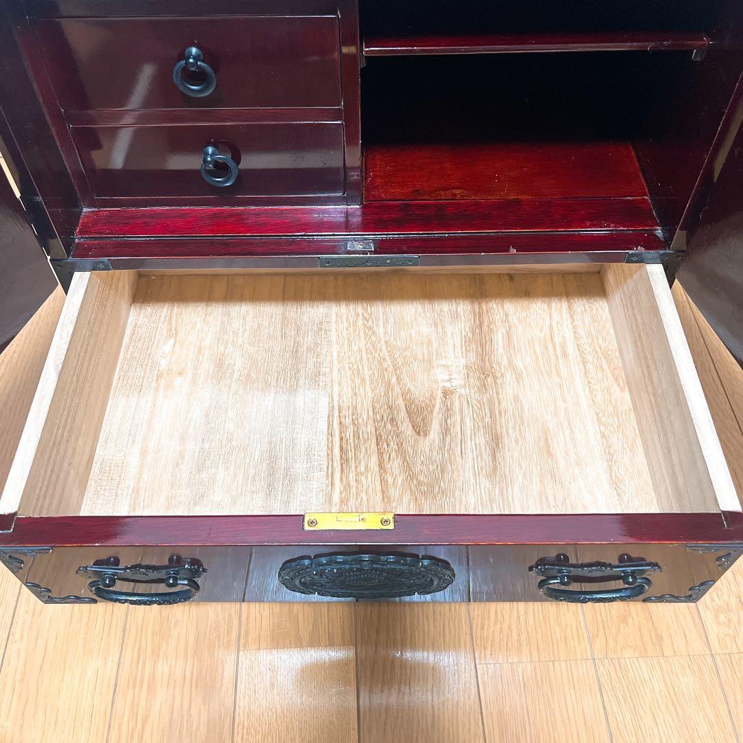 仙台箪笥 門間箪笥 小箪笥 観音開き 欅材 金具 伝統 和箪笥 漆塗 舟箪笥