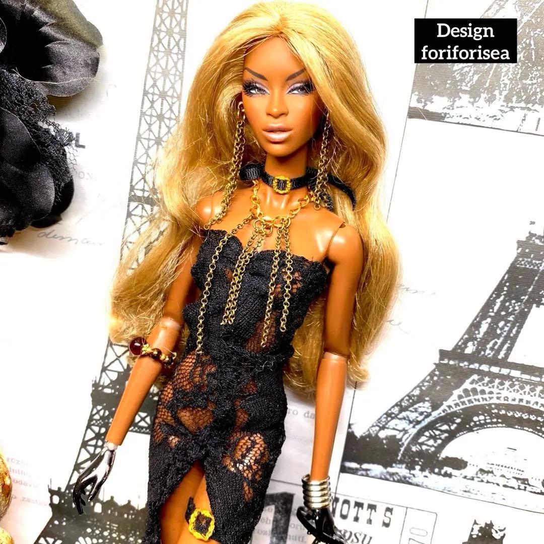 BLACK luxury long dress ★accessories★