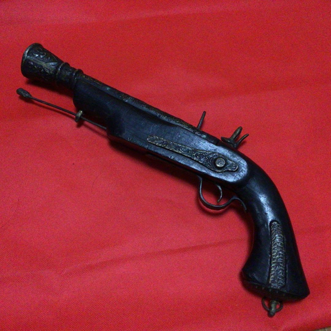 アンティーク　火縄銃レプリカ　オランダ東インド会社ロゴ入り　金属・木製