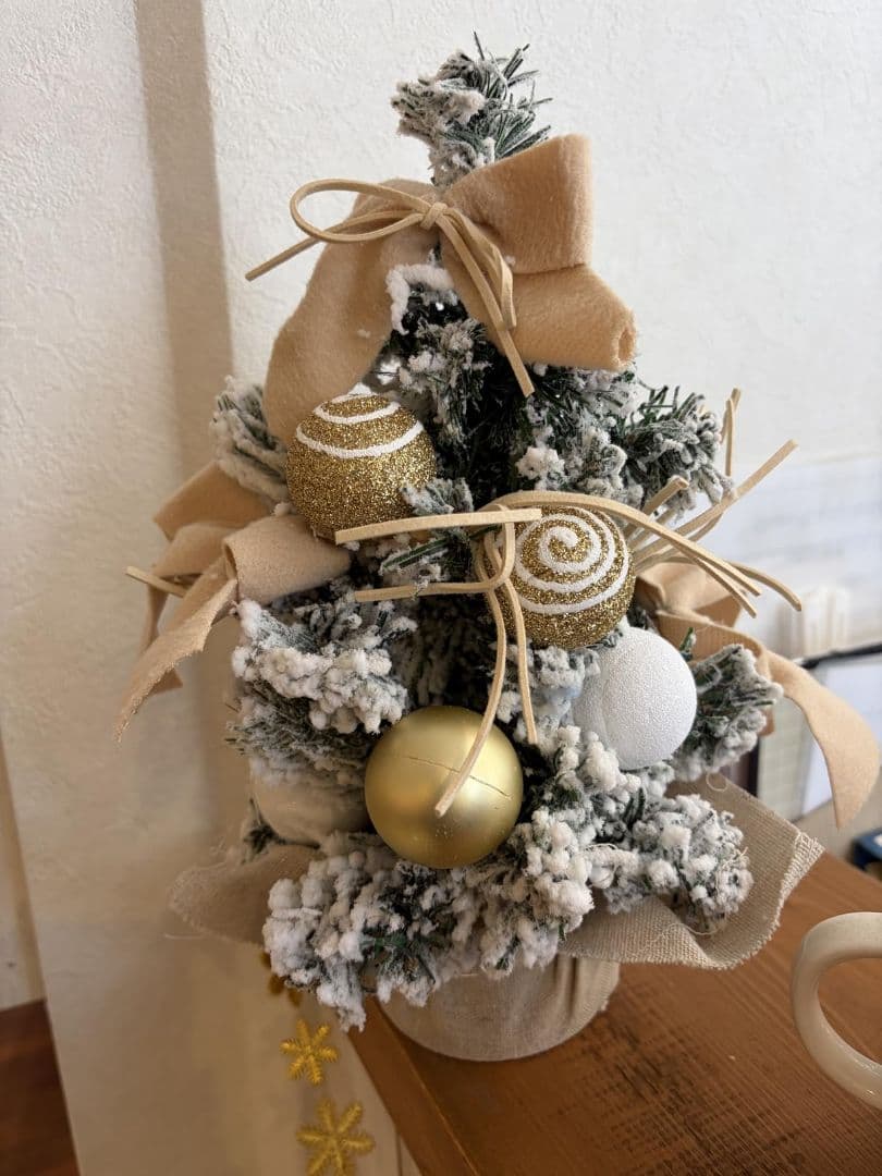 ミニクリスマスツリー 雪化粧 3個セット