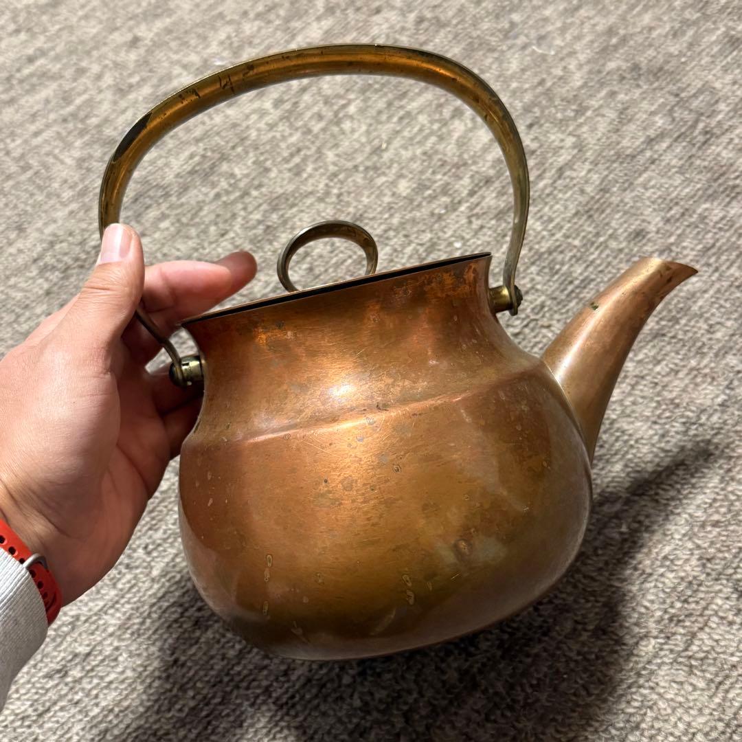 古い 銅製 やかん ヴィンテージ レトロ 銅瓶 鉄瓶 茶道具
