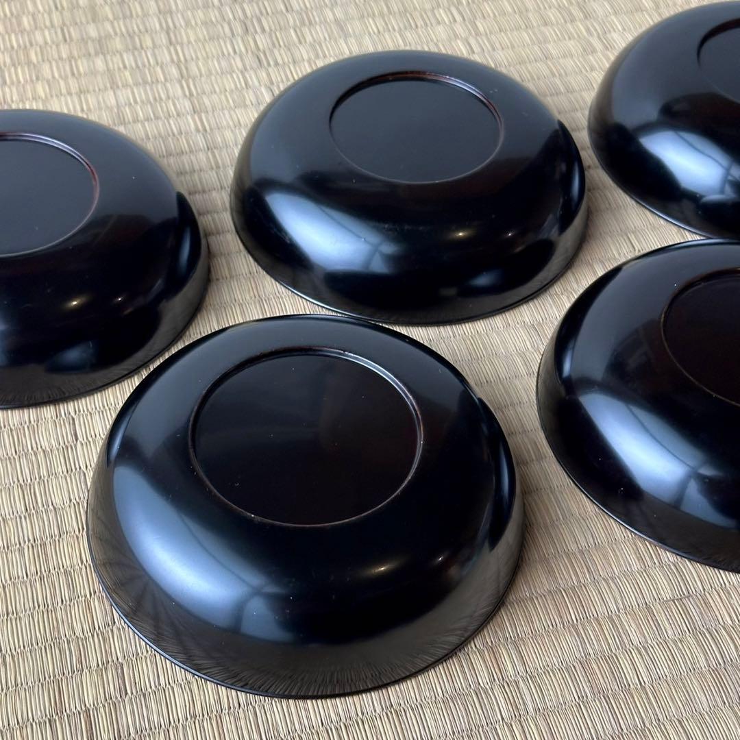 時代 輪島塗【富士松原蒔絵 小皿5客組】銘々皿 天然木 漆塗 懐石 茶道具