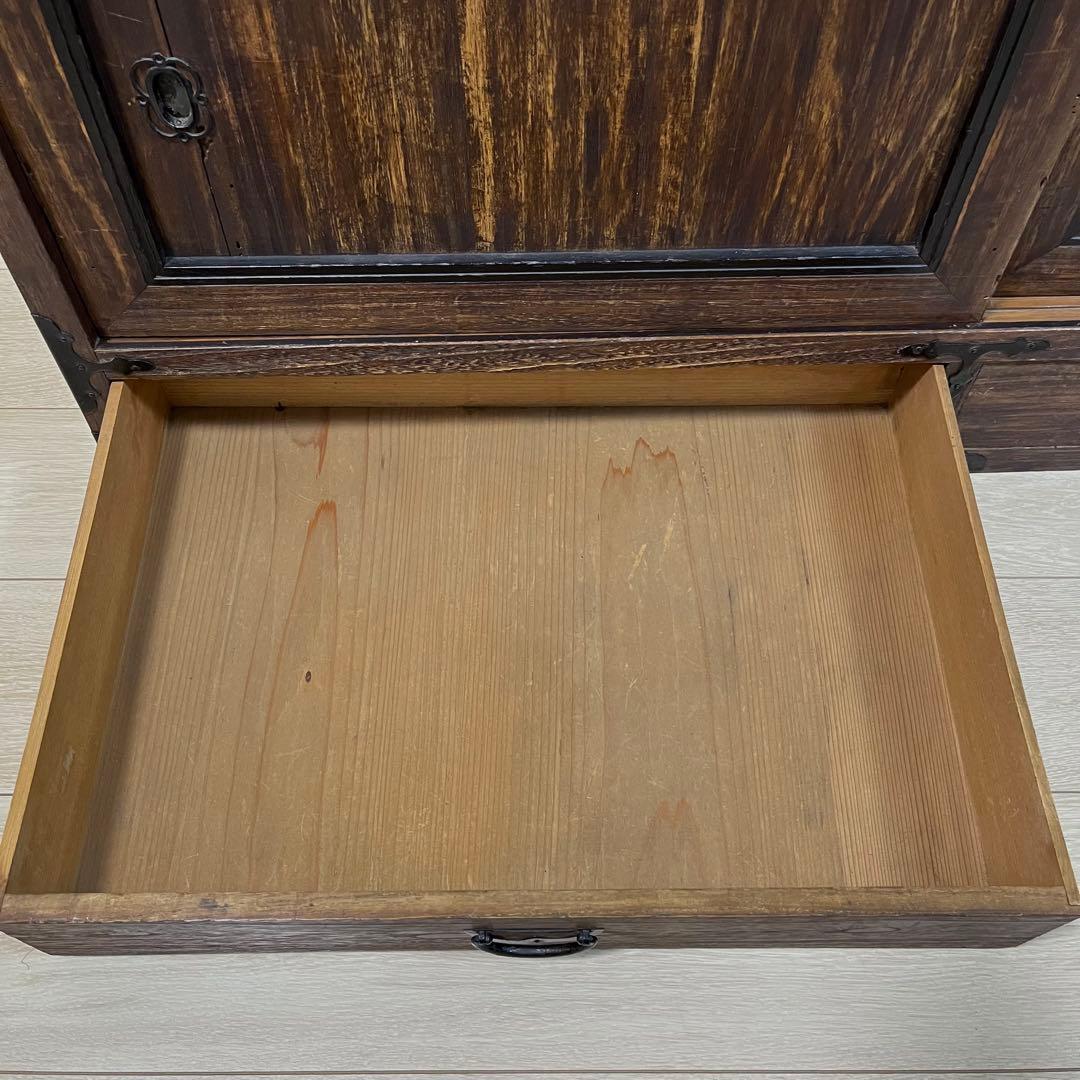 (な03)古家具 桐ローボード テレビ台 和箪笥 魚金具 時代家具 和家具
