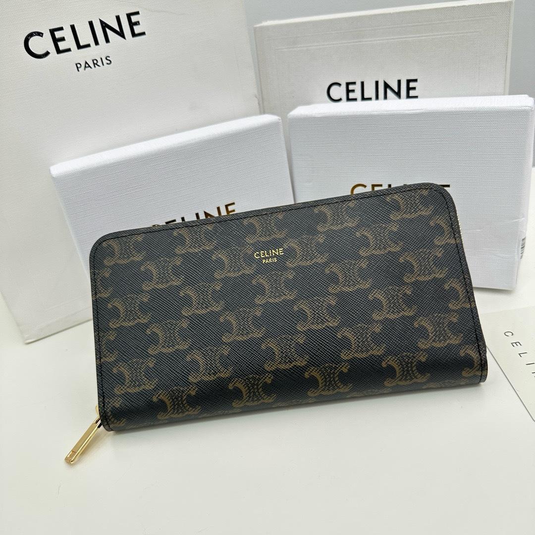 CELINE ダークブラウン 長財布