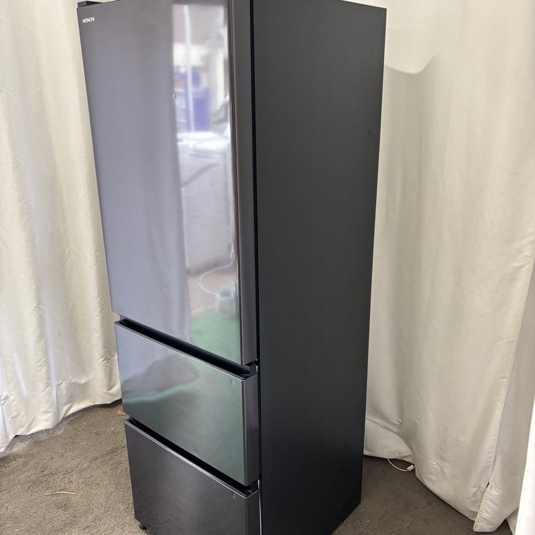 ★175　冷蔵庫　日立　大型　300ℓ-400ℓ　左開き　黒　安い　設置無料