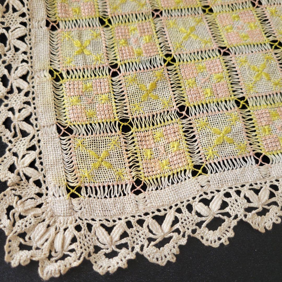 フランス　アンティーク　刺繍　レース