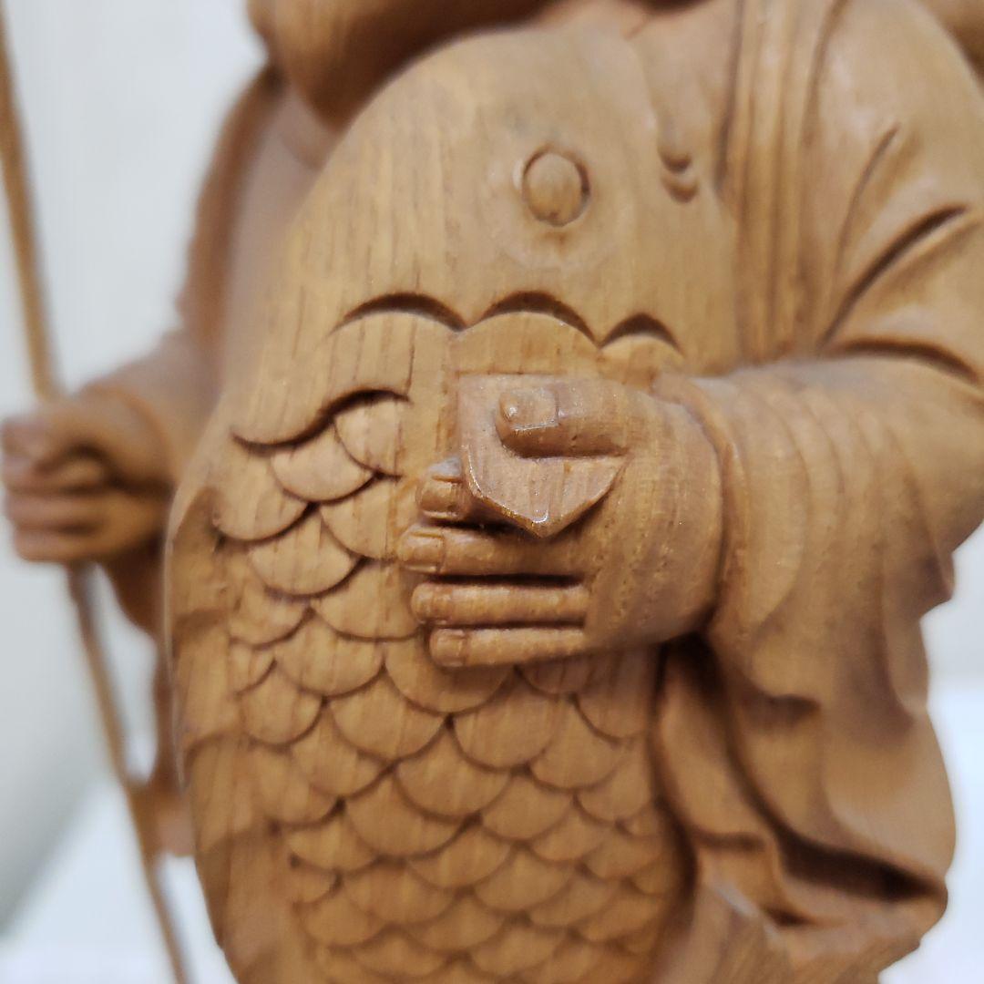 蔵出し特価風水縁起物木製恵比寿大黒像 2体セット展示物 高27cm神棚の脇に最適