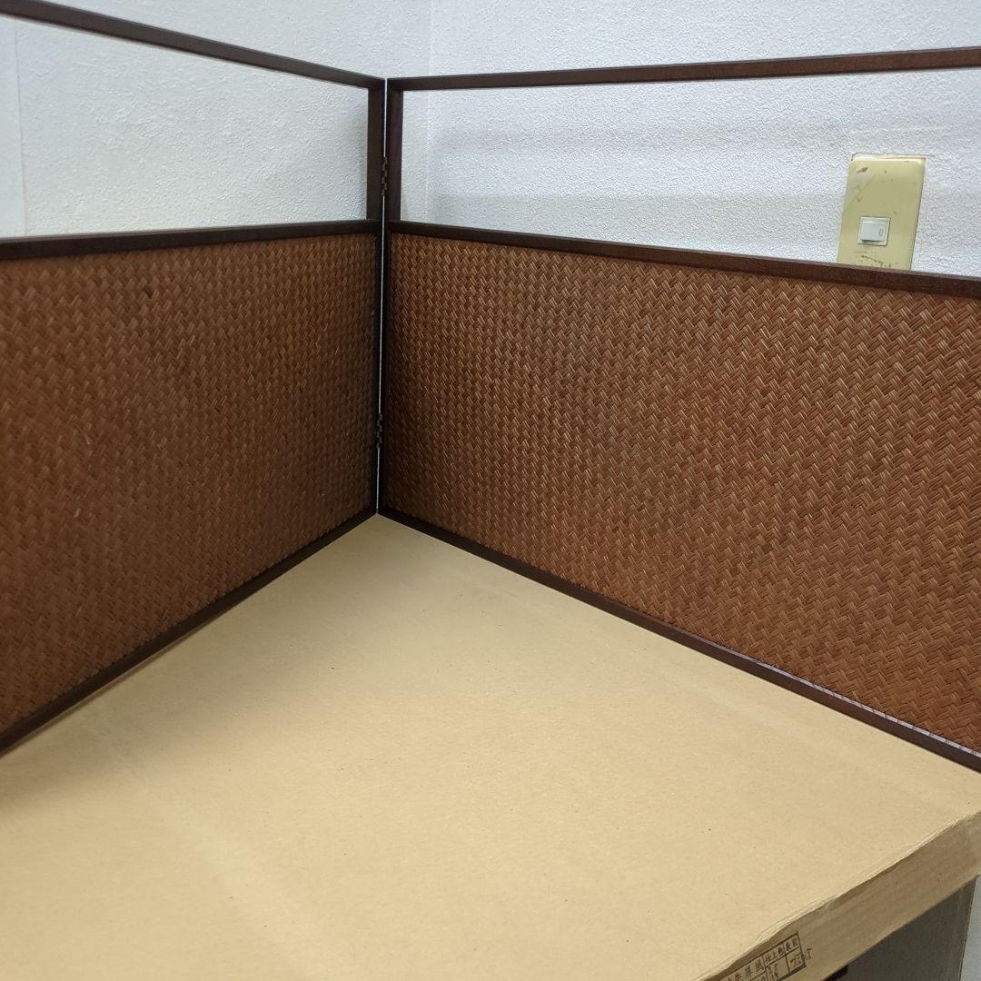 風炉先屏風　両面開き　あじろ　利休梅　茶道具　屏風　衝立　木製　美品