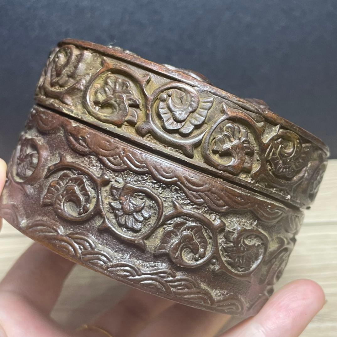 銅 細工 八宝開蓋香炉 香道具 墨盒 文房具 装飾品 工芸品 置物