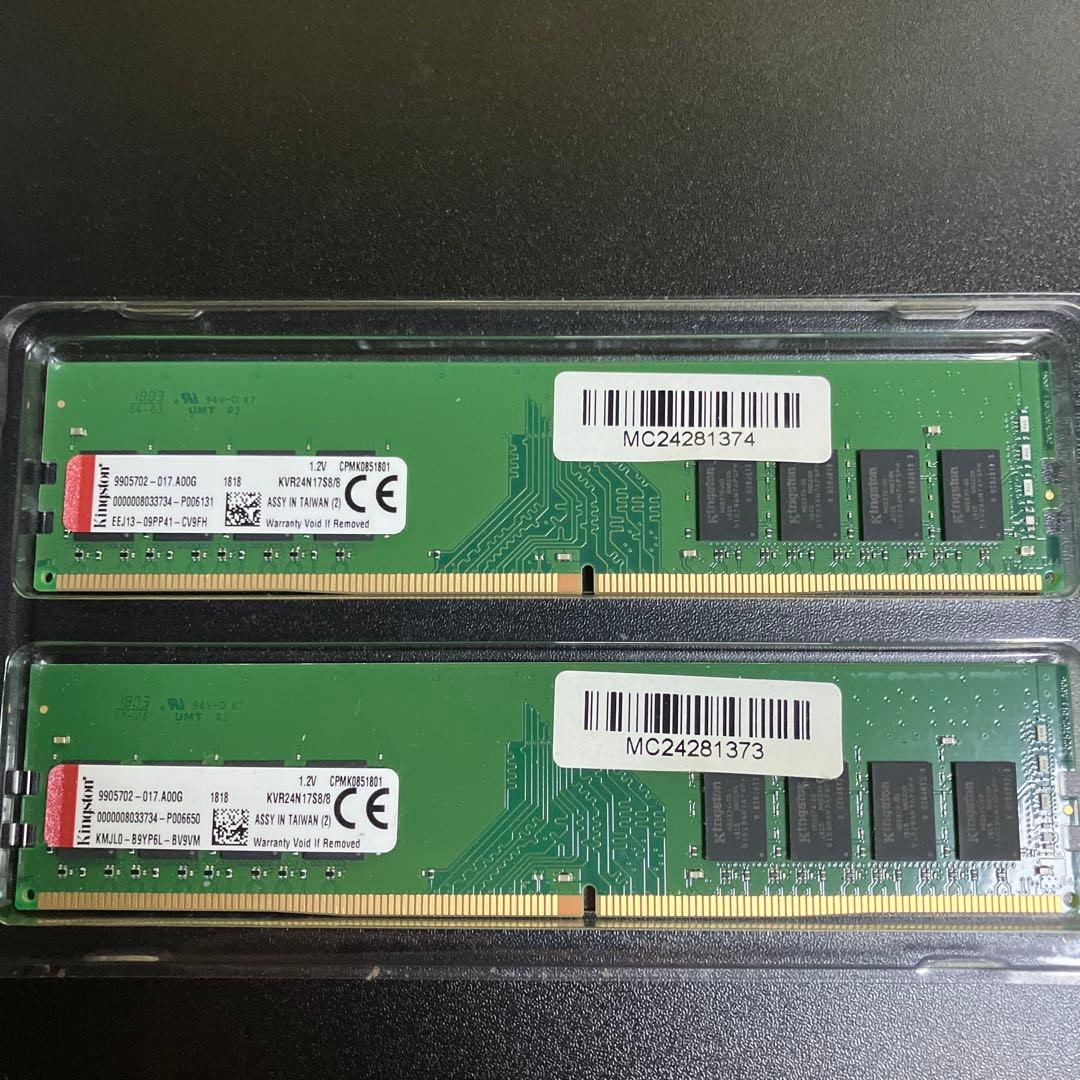 Kingston DDR4 2400 8GB✖︎2 KVR24N17s8/8 中古