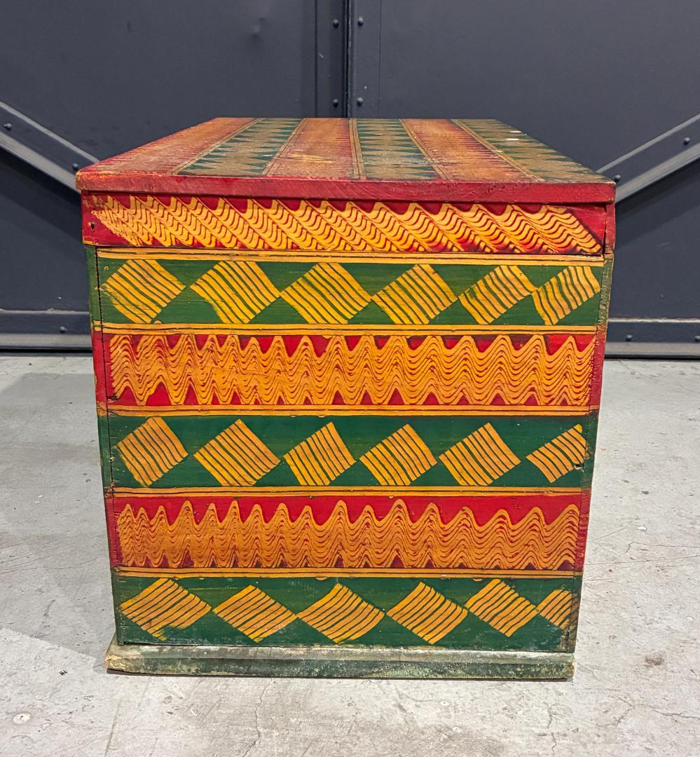 Vintage　木製チェスト　トランク　宝箱　フォークアート　ヨーロッパ
