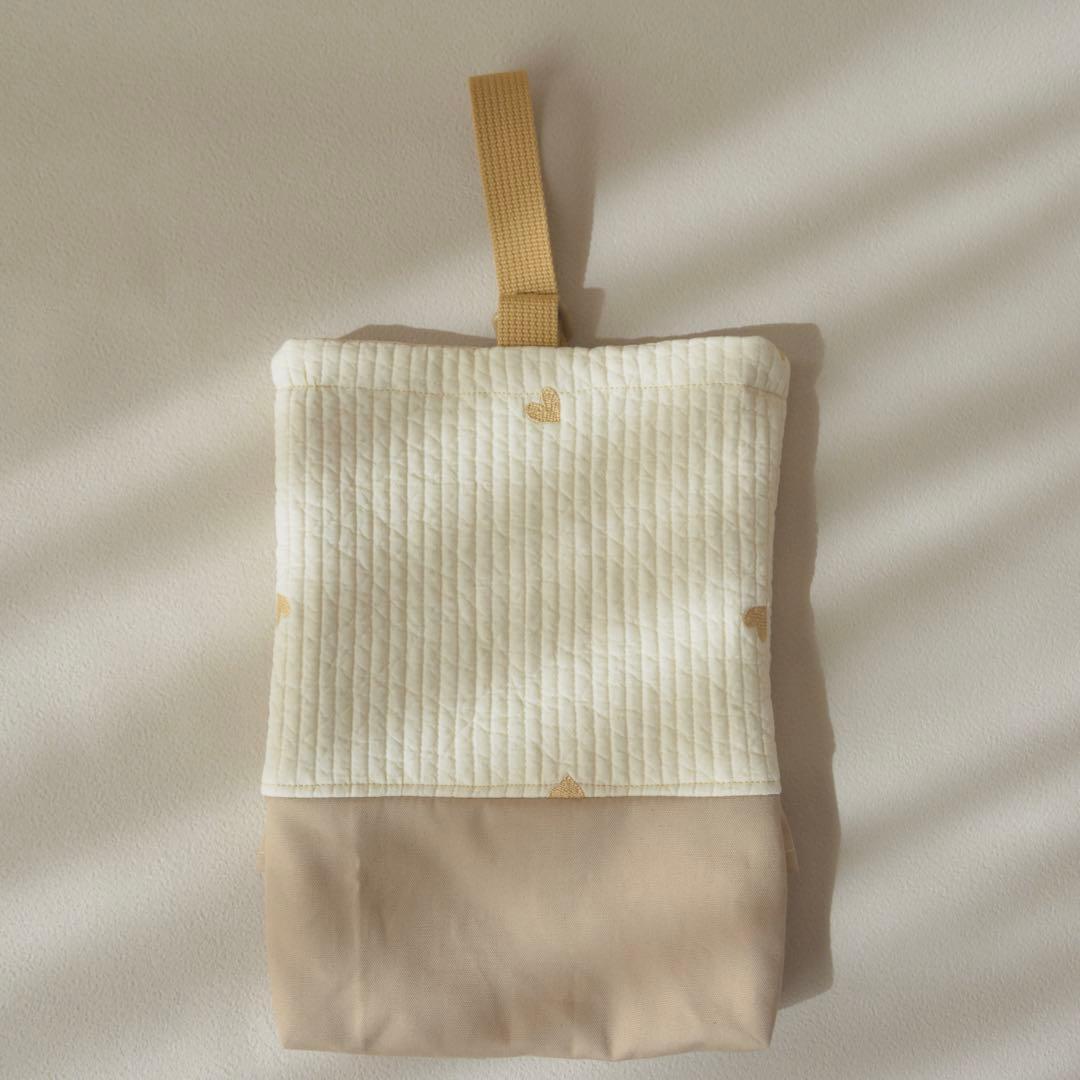 ハート刺繍ヌビ×フリル　入園入学3点セット/レッスンバッグ 上履き入れ 体操着袋