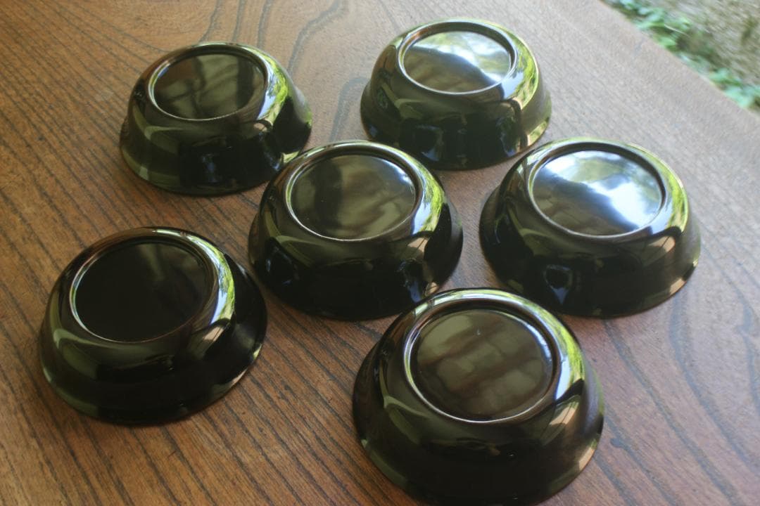 デッドストック！時代金縁黒漆に優美な草花蒔絵の映える小皿6点（検輪島塗蒔絵皿