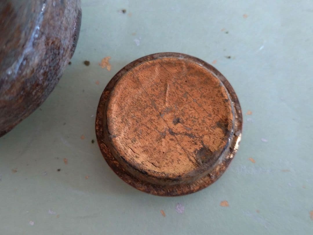 5 信楽　茶入　岩根　共箱　仕覆　茶道具