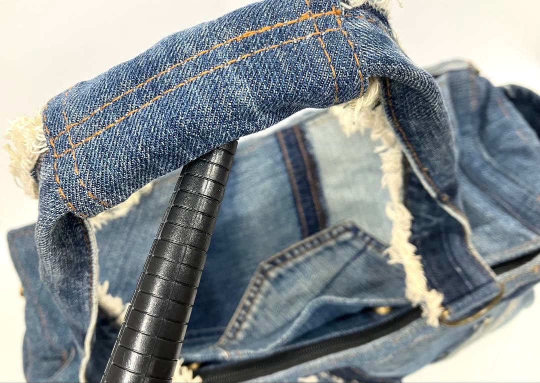S1-68 美品 Ragstar デニムキャリーバッグ BOX型2way 1点物
