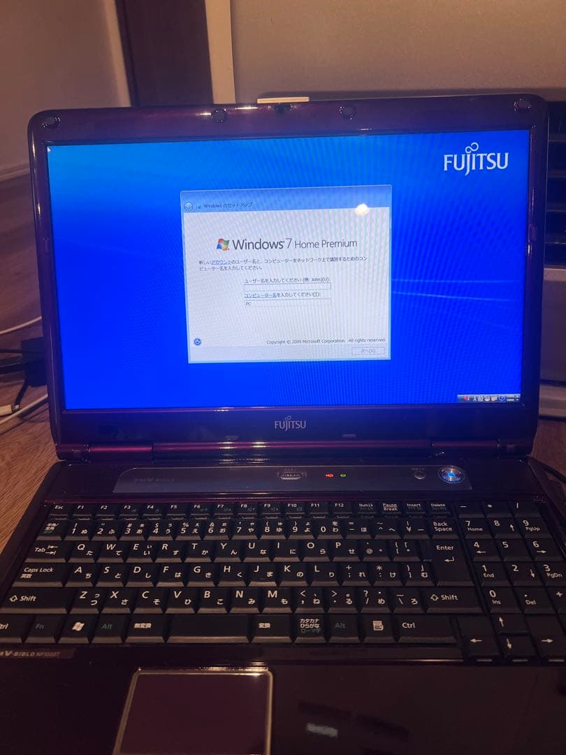 富士通 ノートPC ワインレッドACアダプター付き