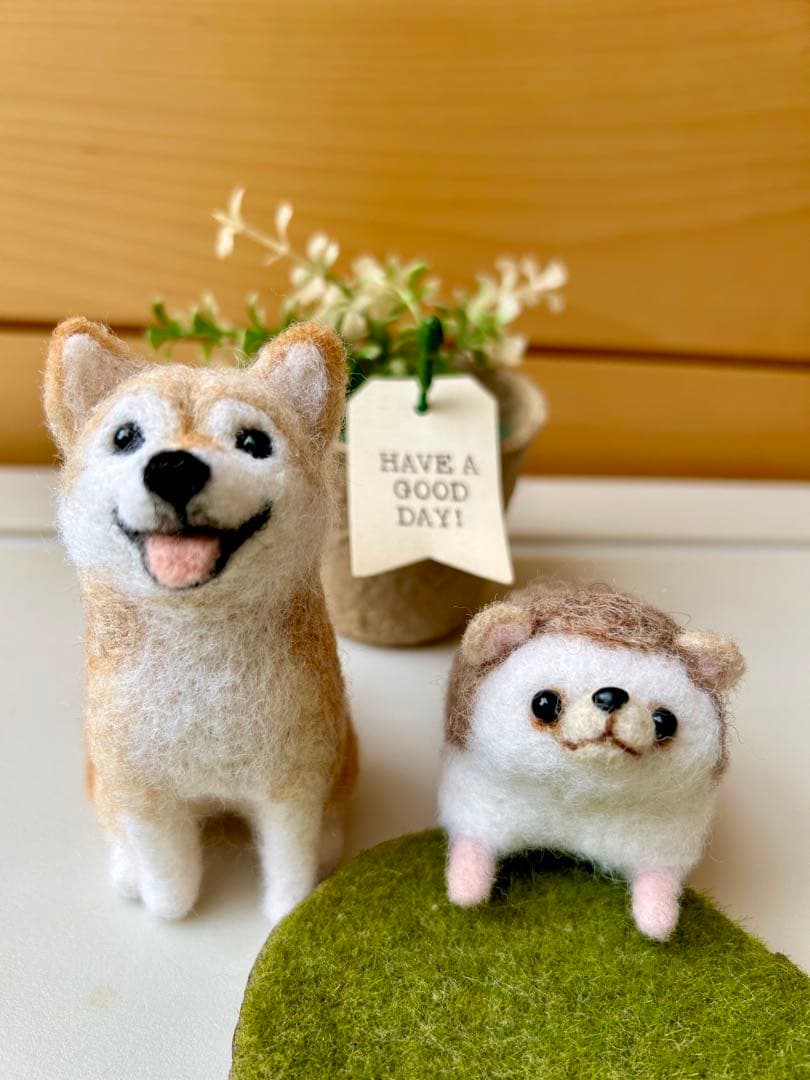 レフア♪犬 柴犬ちゃん ハリネズミちゃん 羊毛フェルト ハンドメイド