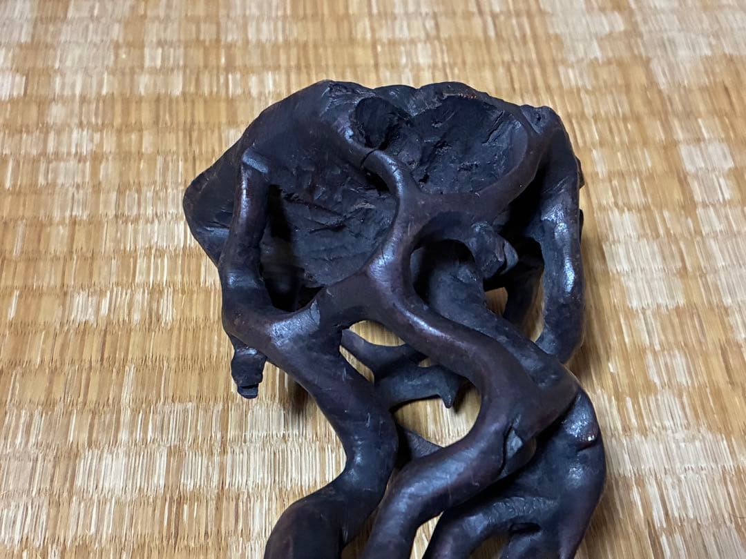 天然木 木製 透かし彫り 唐木 花台 架台