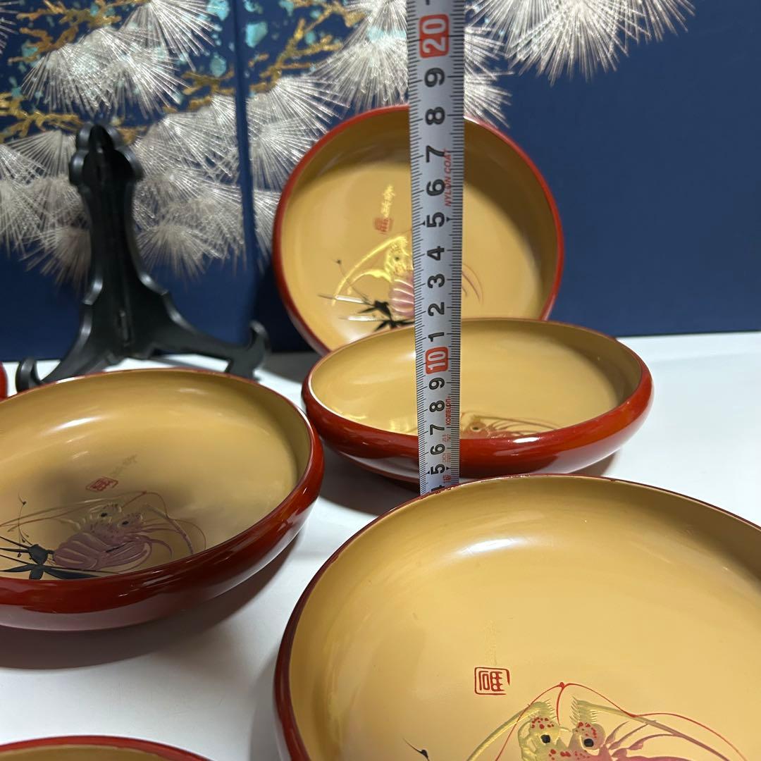 未使用　輪島塗　高級漆器　伊勢海老柄　盛皿　木製