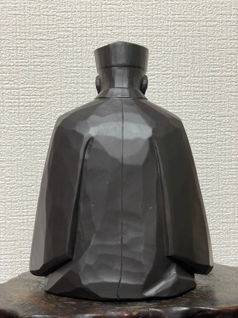 千利休像 坐禅姿 陶器置物 共箱付 茶道具 茶室飾り 古美術 高さ約19.2cm