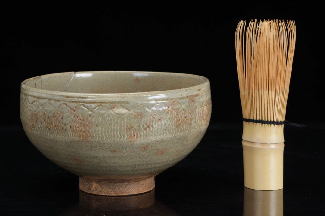 御本手 印花文 三島茶碗 銀継 箱付 茶道具 抹茶腕 金継 時代 古美術 骨董品