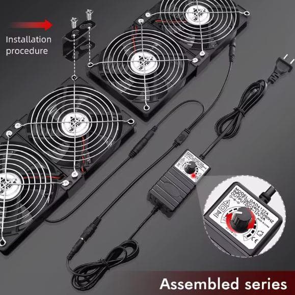 No103 強力 12cmFAN 3000回転 6連 AC100Vコントローラ付