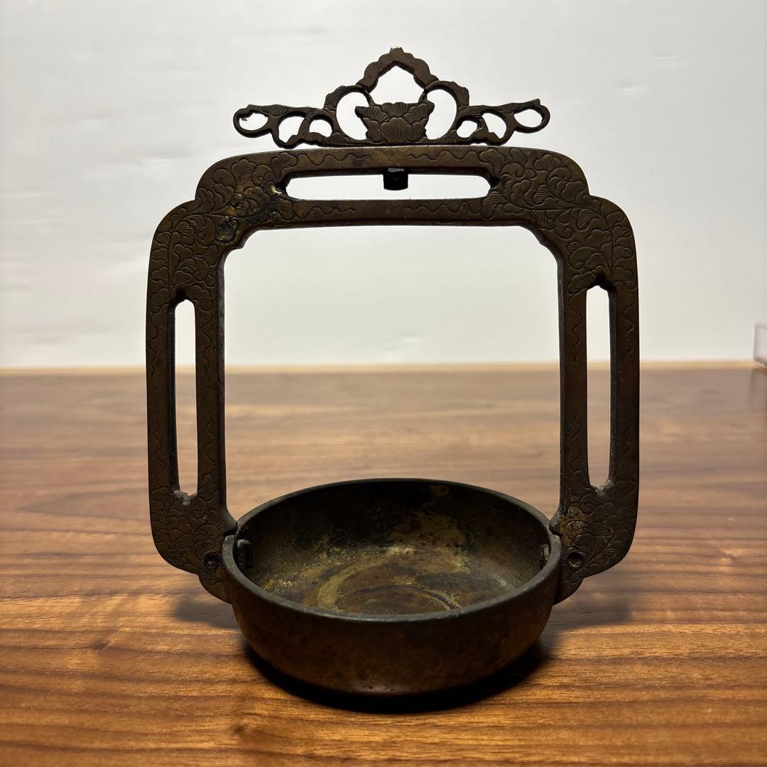 骨董品　古銅輪灯　鎖付き