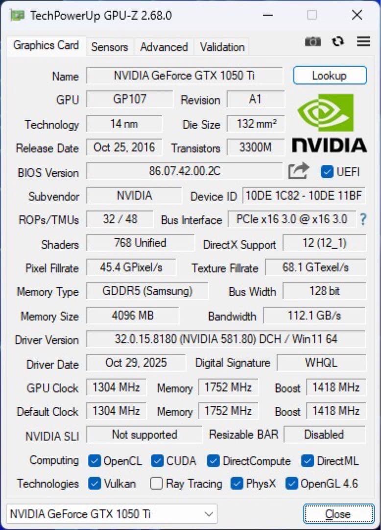 動作確認済 GTX1050Ti 4GB 玄人志向 NVIDIA GeForce