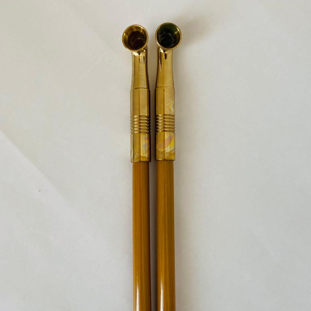 煙管 一双 即中斎好写　木村清斎　共箱入　茶道具　莨盆　煙草　金工　伝統工芸品