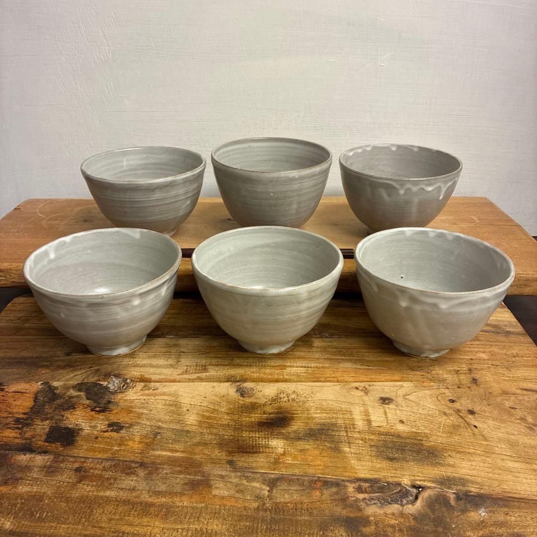 新品　陶器　陶芸作家　深茶碗6個　672