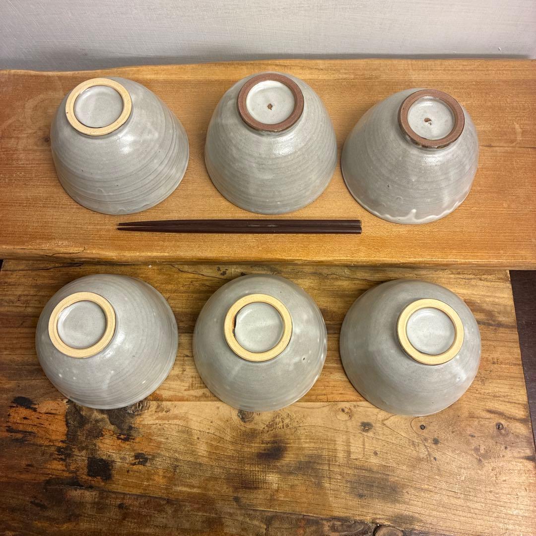 新品　陶器　陶芸作家　深茶碗6個　672