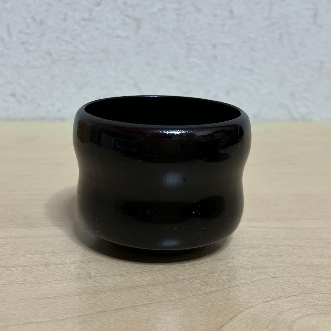 E壁 【茶道具】茶器セット 茶定合 黒漆塗（風） 棗・茶漉し・受け皿 4点セット