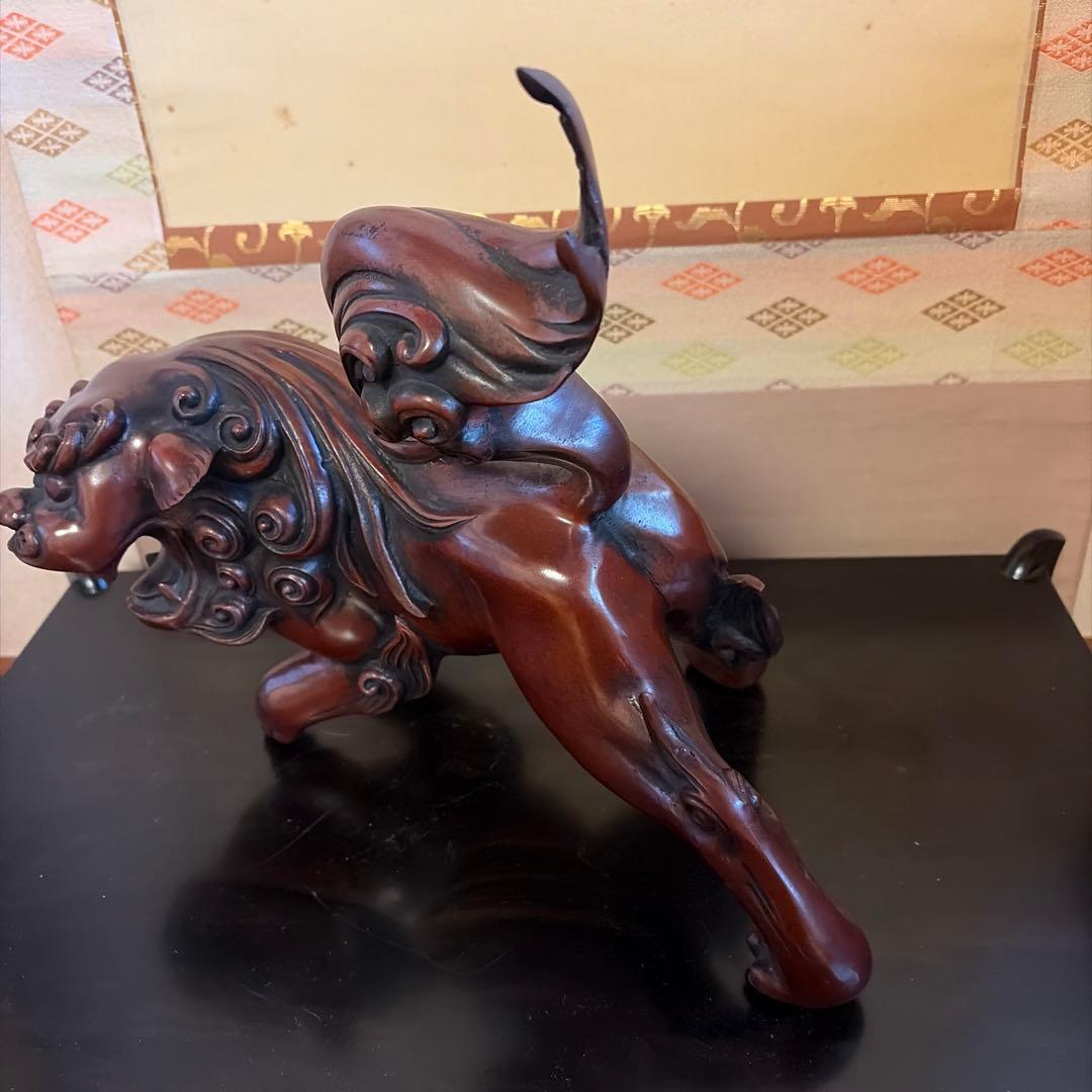 玉獅子　置物　高岡銅器　2/25.2/26発送不可