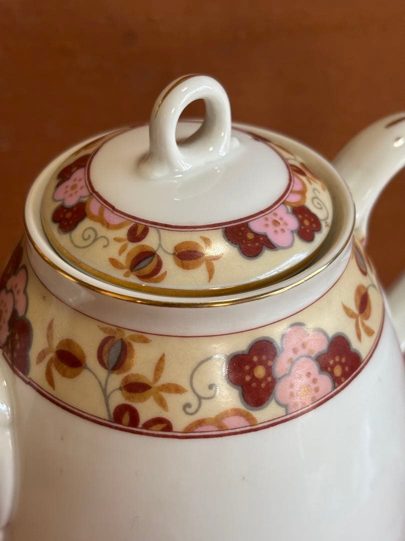 日本陶器會社ノリタケヤジロベー色絵梅花文1912年大正元年作ティーフルセット共箱