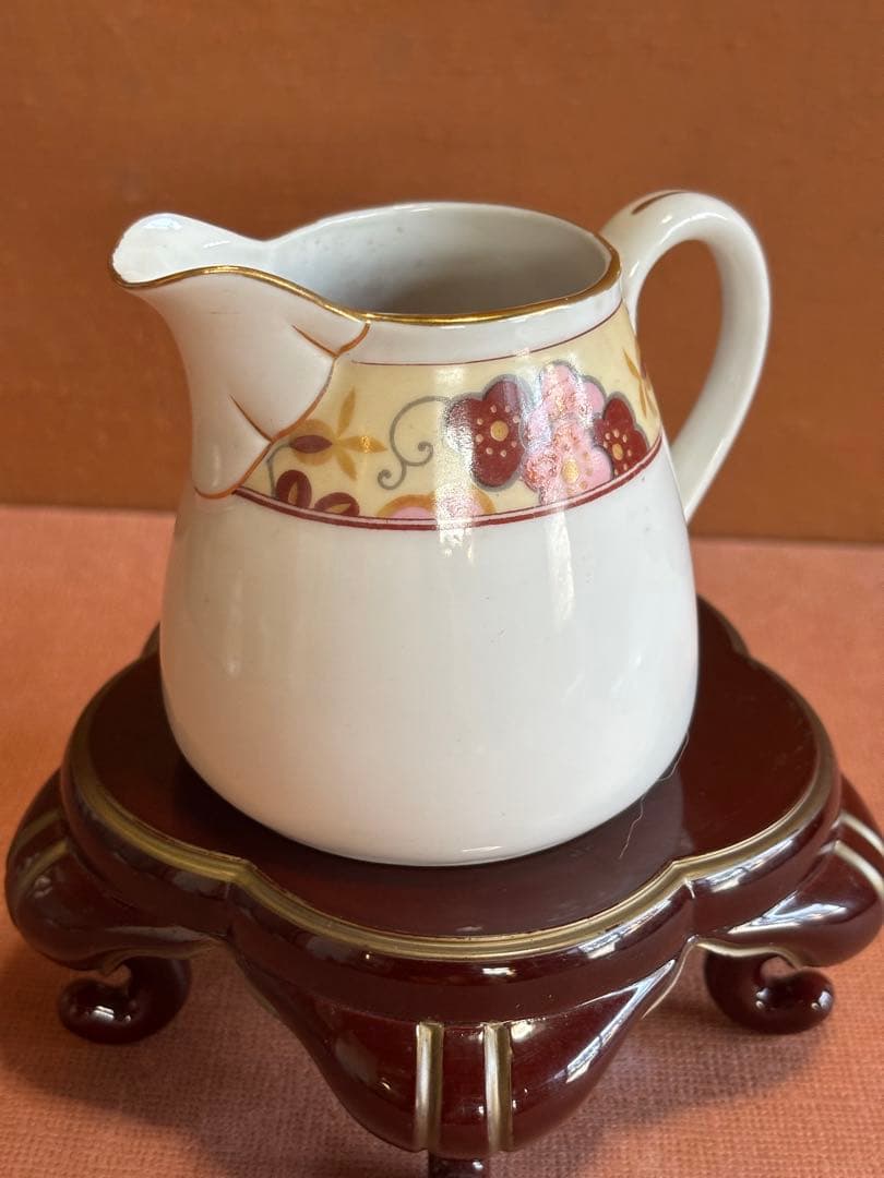 日本陶器會社ノリタケヤジロベー色絵梅花文1912年大正元年作ティーフルセット共箱