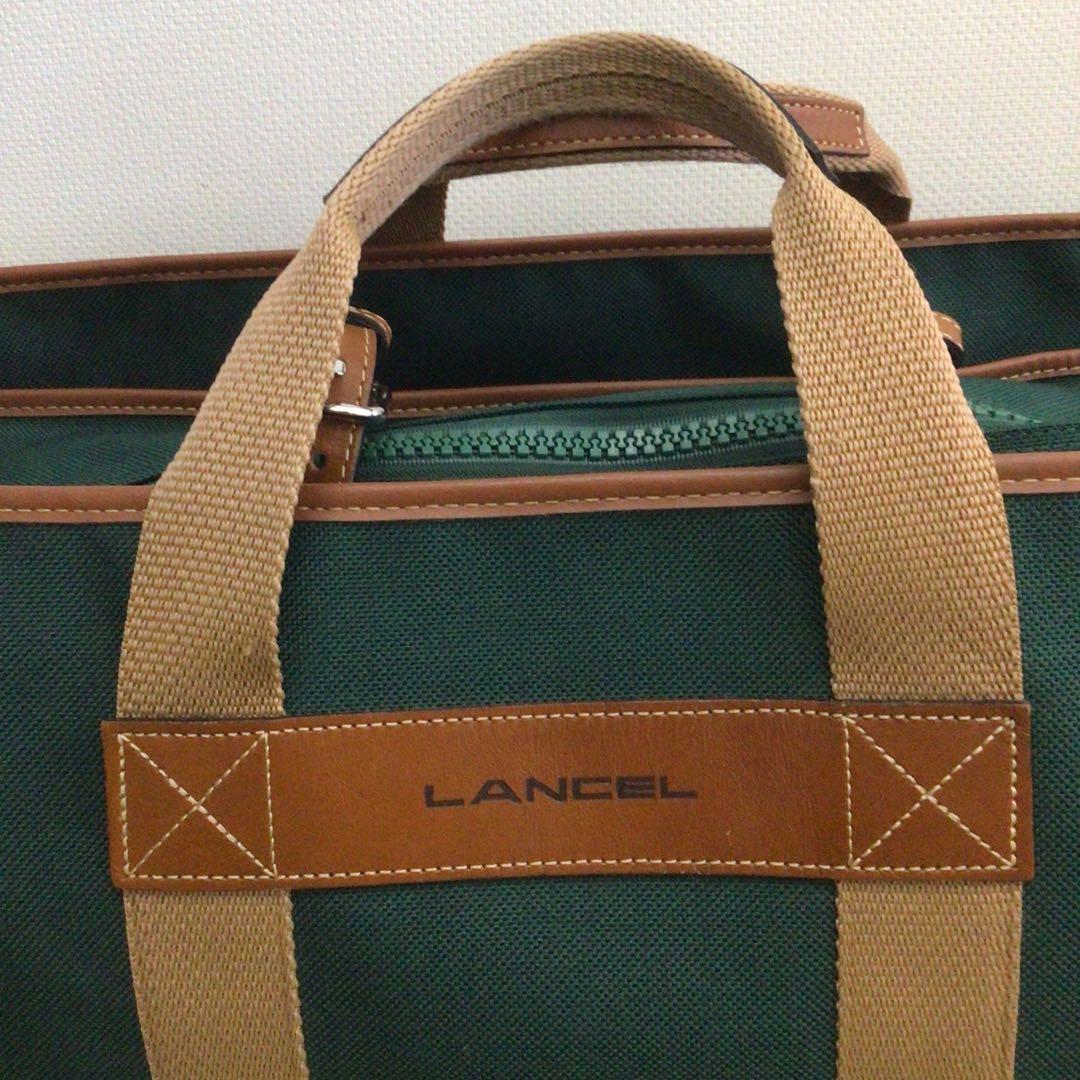 【希少】ランセル LANCEL キャンバス×本革 ボストンバッグ 緑
