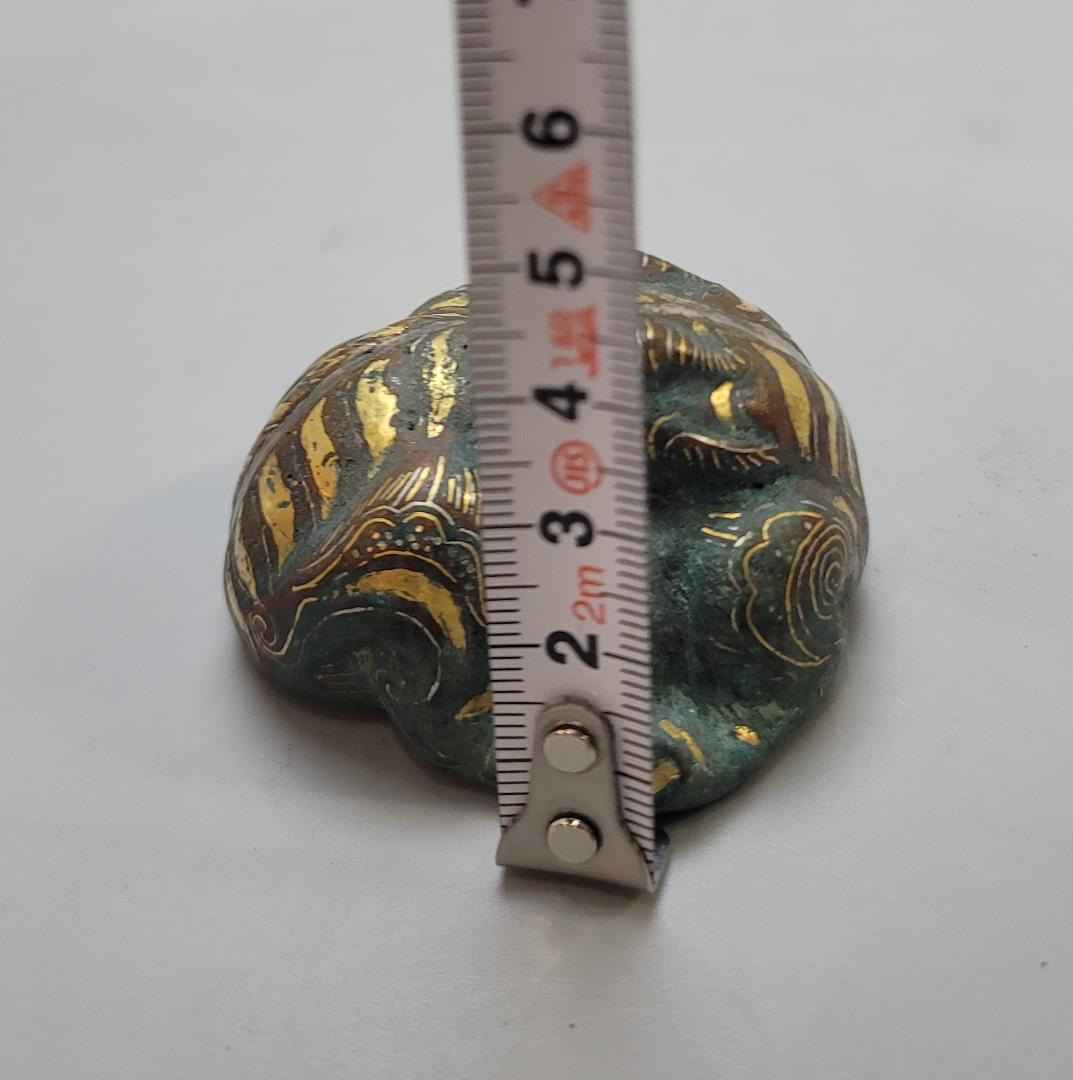 中国 古銅 金銀象嵌 獣虎 置物 時代物 DT813
