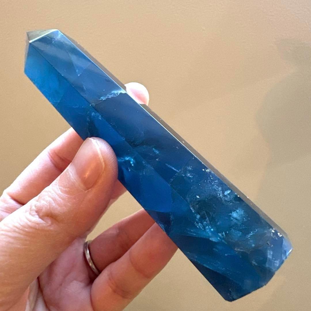 ブルーフローライト　ポイント　六角柱　112.9g フローライト　レア