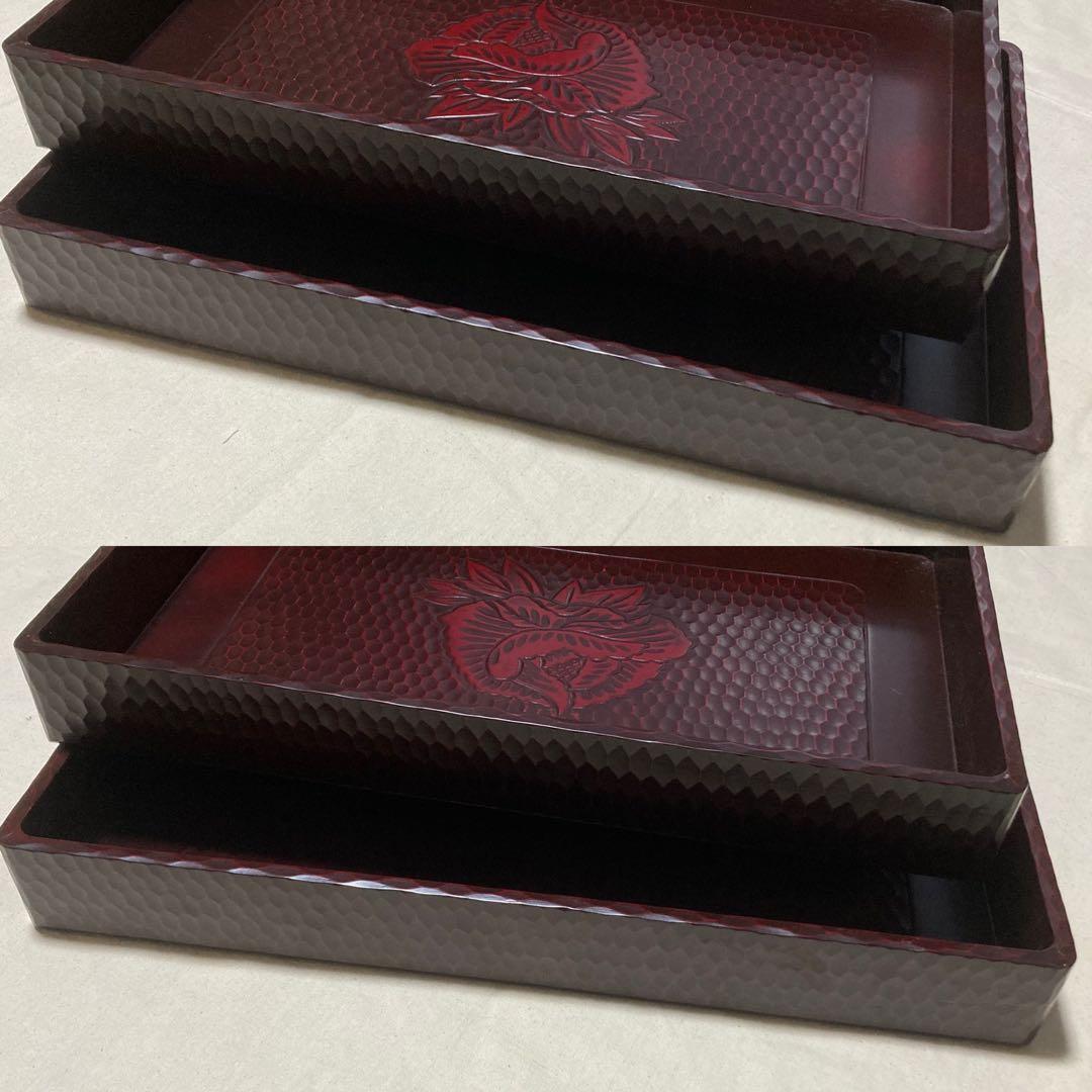 昭和レトロ 鎌倉彫衣装盆 乱れ箱2枚入れ子