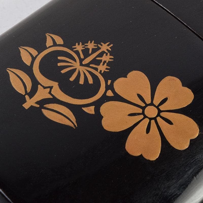時代提げ物　平安象彦作　黒漆　金蒔絵　印籠　平安神宮　菊浜　共箱　C　R9611