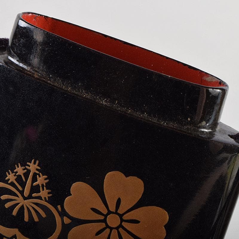時代提げ物　平安象彦作　黒漆　金蒔絵　印籠　平安神宮　菊浜　共箱　C　R9611