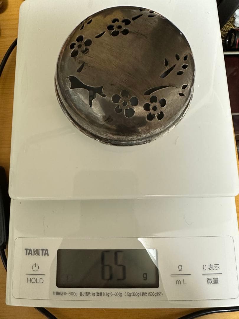 中国　青磁香炉　清時代　純銀刻印　火屋65g骨董古美術　アンティーク