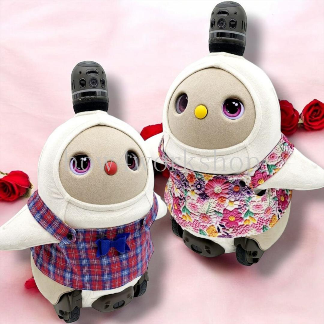 LOVOT ラボットの服 チェック柄＆お花刺繍リバーシブル着回しサロペット