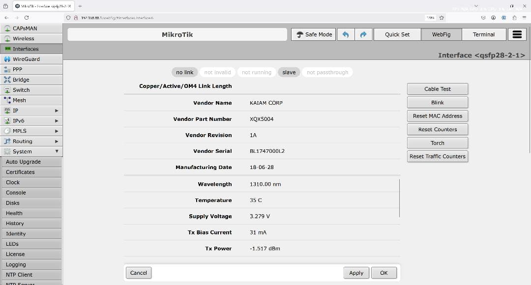 Mikrotik 100Gbit Network Set - ネットワークセット
