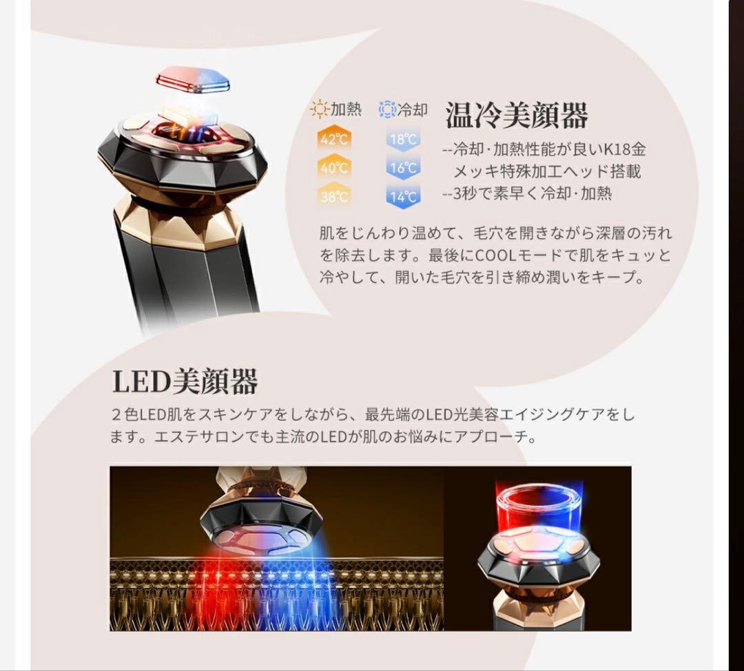 多機能美顔器 RF・EMS・イオン・温冷・LED