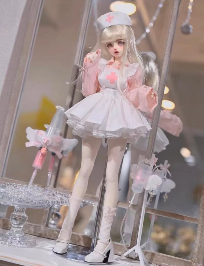 1/4 サイズ ストライプ ナース ピンク ホワイト アウトフィット